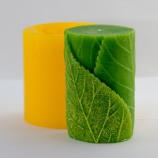 Цилиндр с листиками, форма для свечей силиконовая
