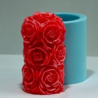 Цилиндр с розами 3D, форма для свечей силиконовая